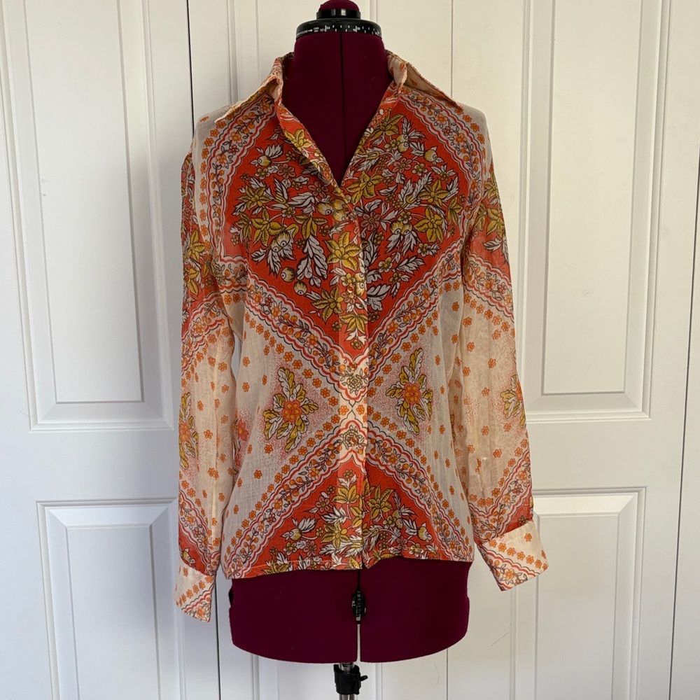 Orange and yellow vintage sacks fifth avenue button up